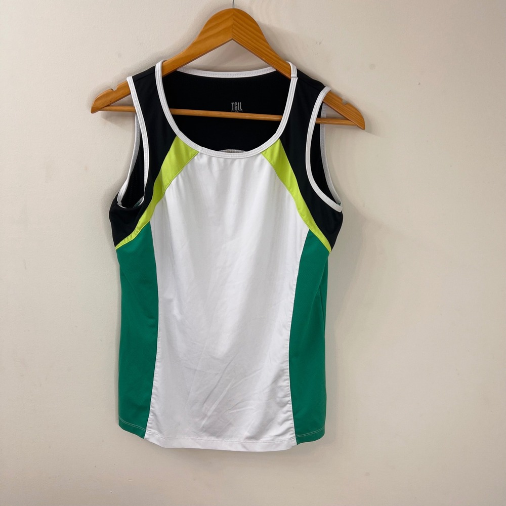 Tail Women's Colorblock Athletic Tank Top Green White Neon Yellow Black Medium